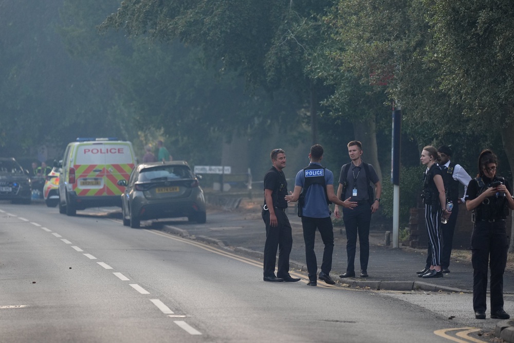 Emergency services at the scene where a fire broke out in the Stourbridge area (Jacob King/PA) (PA Wire)