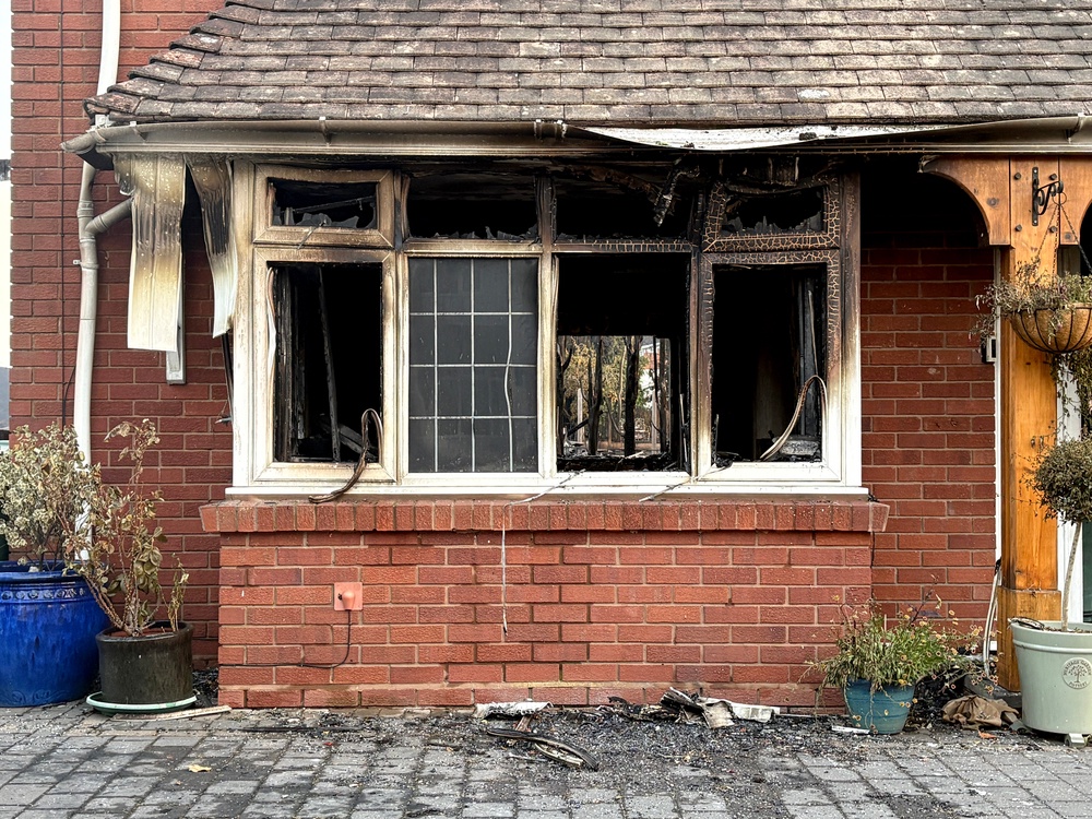A burnt-out property in Stourbridge (PA)