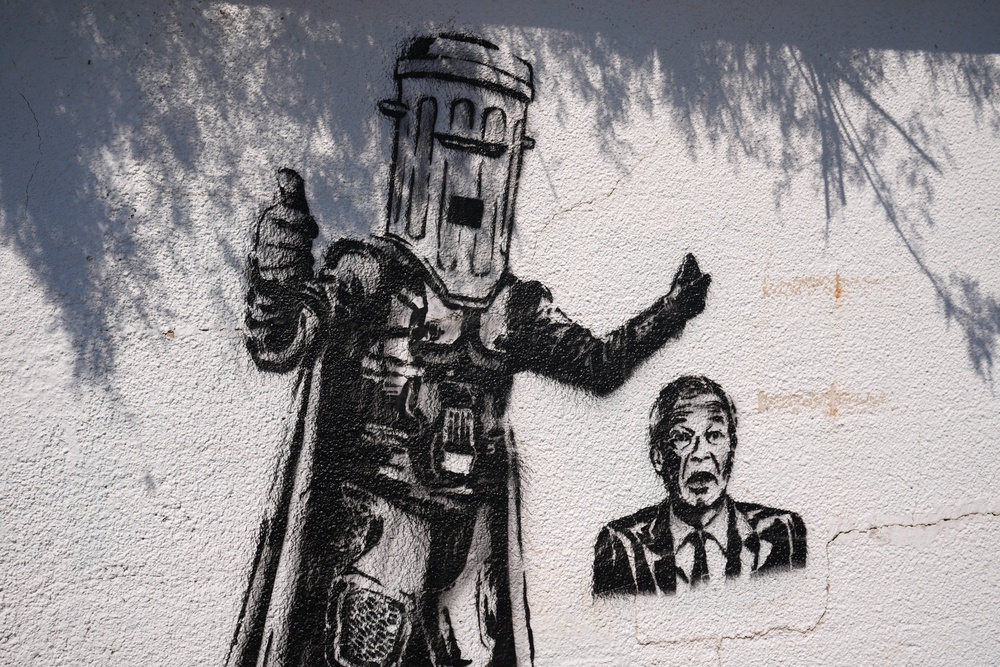 A mural of Count Binface and Reform UK leader Nigel Farage on the promenade in Clacton (Joe Giddens/PA) (PA Wire)