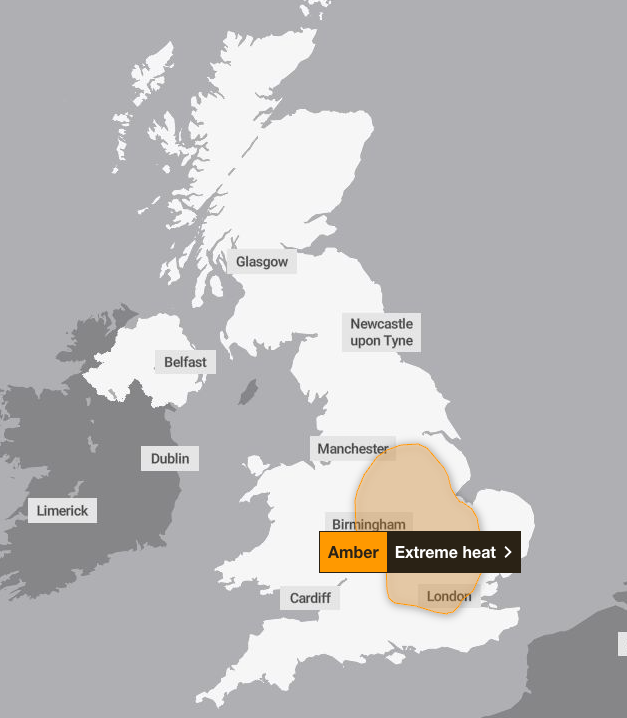 An amber weather warning is in place (Met Office)