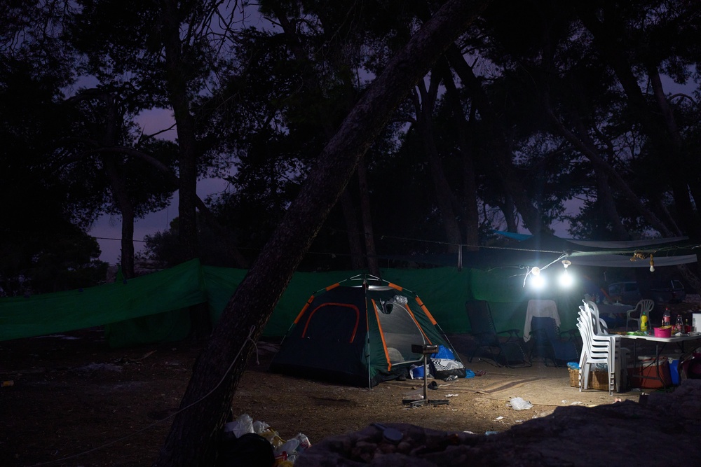 Tents of Christian pilgrims who spent overnight in the forest next to the Basilica of the Transfiguration on Mount Tabor, northern Israel, on Aug. 6, 2026. (AP Photo/Ariel Schalit) (Copyright 2026 The Associated Press. All rights reserved)