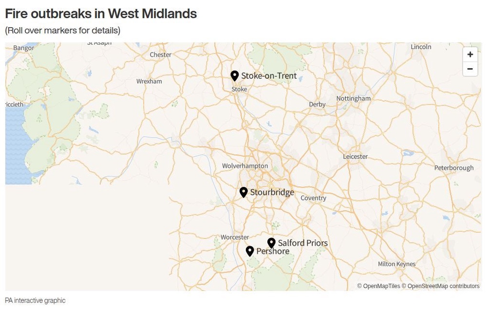 Image from: Emergency alert sent to mobile phones with wildfire warning after UK blazes