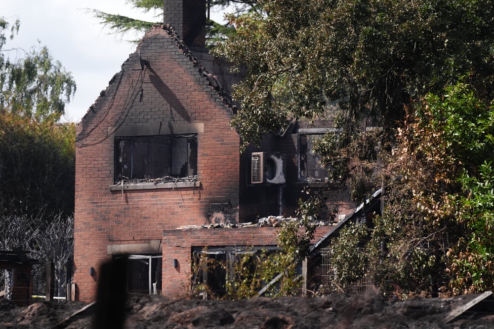 The burnt-out remains of a house following a huge blaze in Stourbridge (Jacob King/PA) (PA Wire)