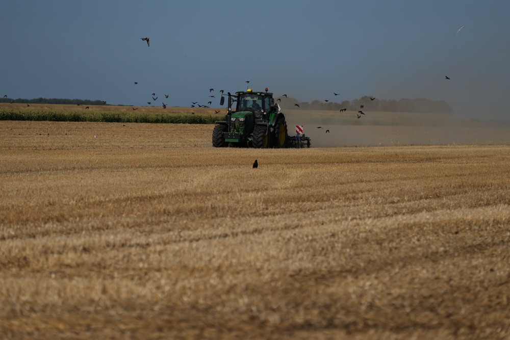 Farmer Maarten Janse drives his tractor on a drought stricken wheat field in Wolphaartsdijk, Netherlands (Copyright 2026 The Associated Press. All rights reserved.)