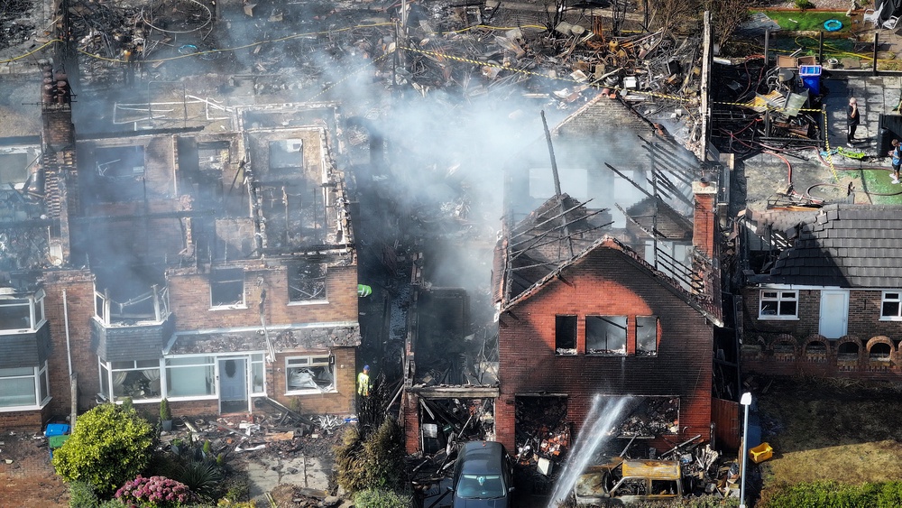An aerial view of damaged homes in Stoke-on-Trent (Getty)