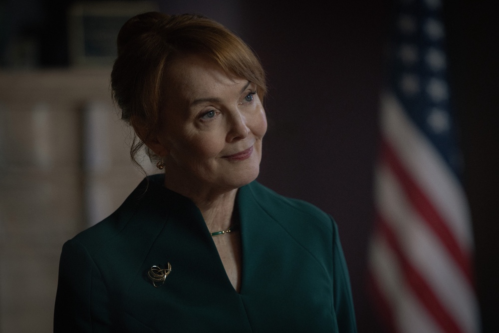 Laura Innes plays Senator Thurman, one of the masterminds behind the underground future of humankind, in 'Silo' (Apple TV)