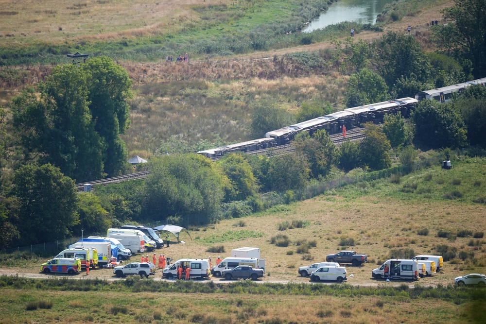 Emergency services at the scene near Lewes, East Sussex on Friday (James Manning/PA) (PA Wire)