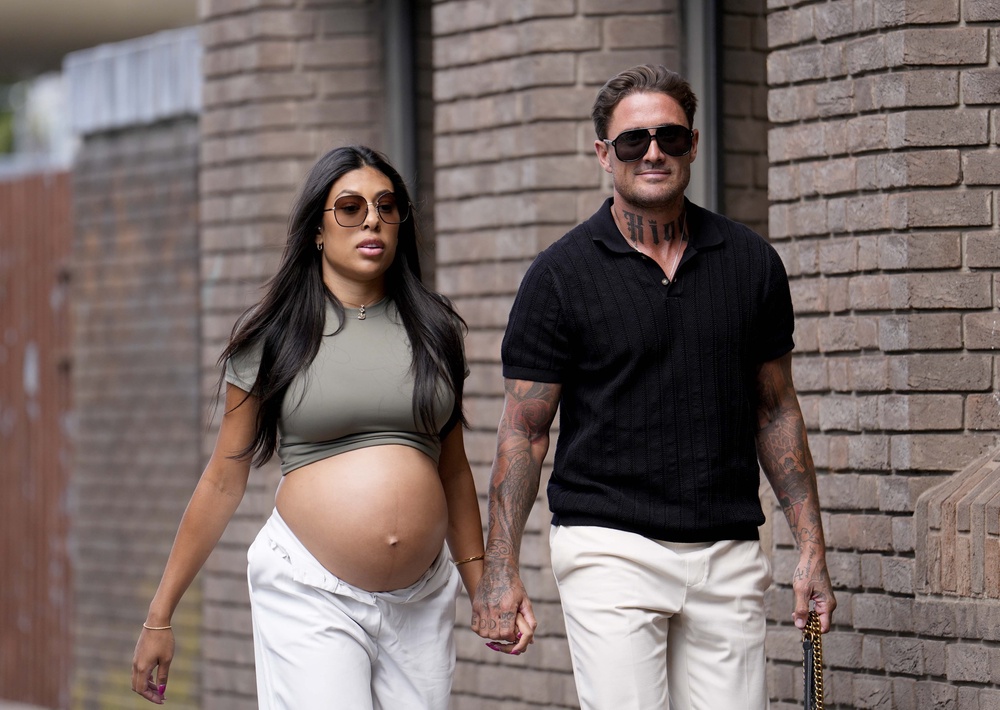 Stephen Bear, accompanied by his pregnant partner Miami, arrives at Chelmsford Crown Court last week on a separate matter (PA) (PA Wire)