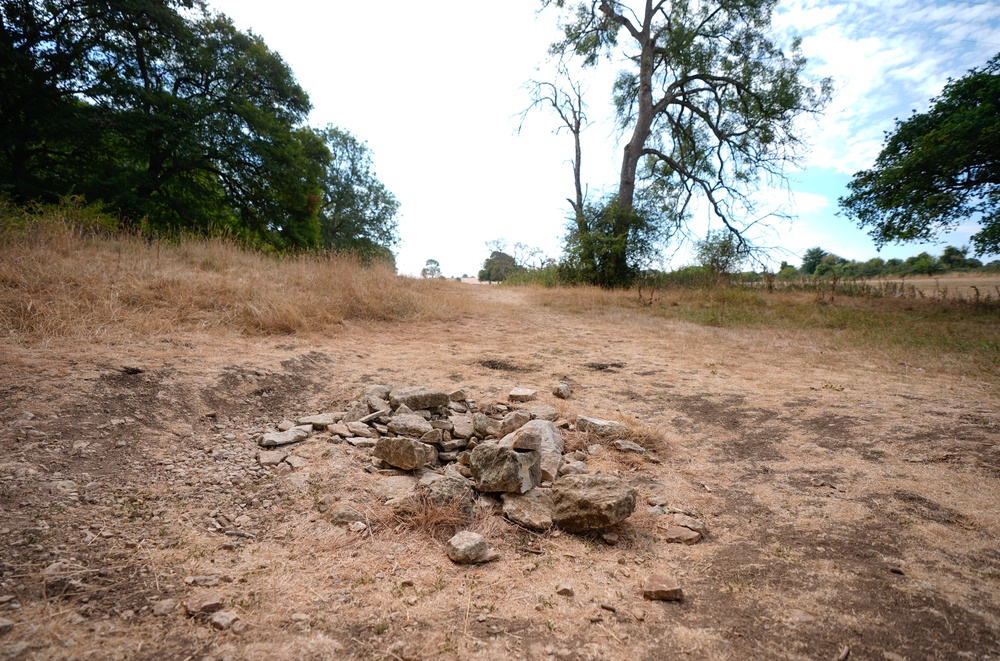 Dried ground near the traditional source of the River Thames, known as Thames Head, a group of seasonal springs near to the village of Coates in the Cotswolds (Andrew Matthews/PA) (PA Wire)