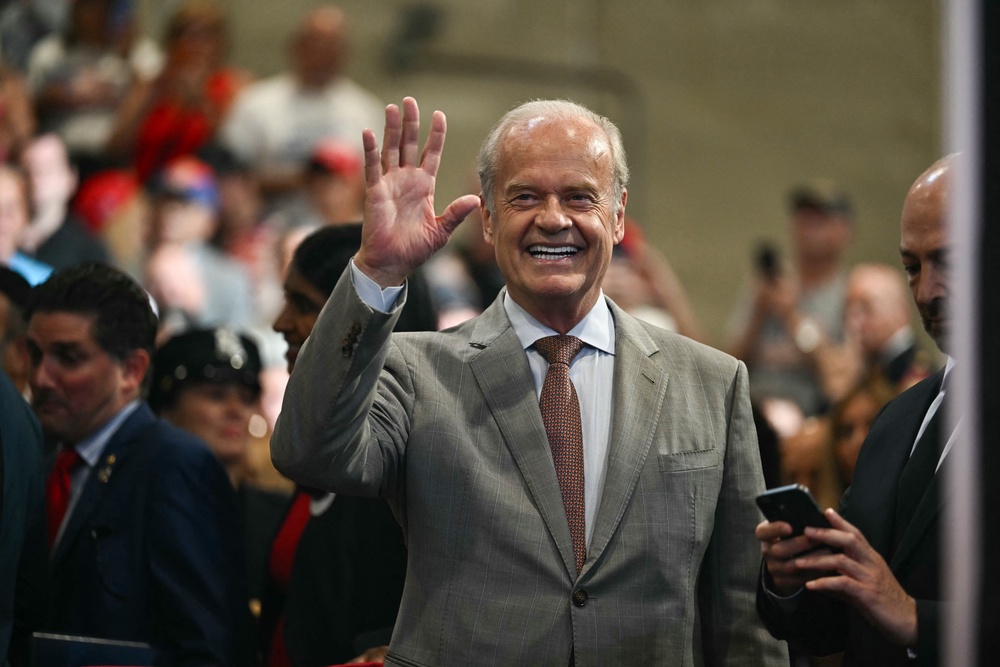 Also in attendance but not speaking at Trump’s rally in Long Island was Cheers and Fraser star Kelsey Grammer (AFP/Getty)