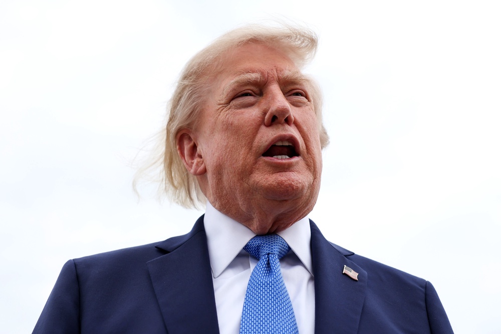 Trump told reporters that family members of USS Lincoln sailors are not concerned about its conditions and that the more than 200-day deployment has not gone on ‘nearly long enough' (Getty Images)