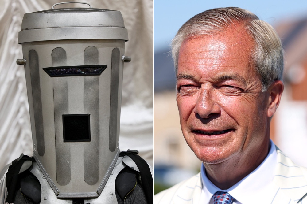Binface stood against Farage in the Clacton by-election (Getty/AP)