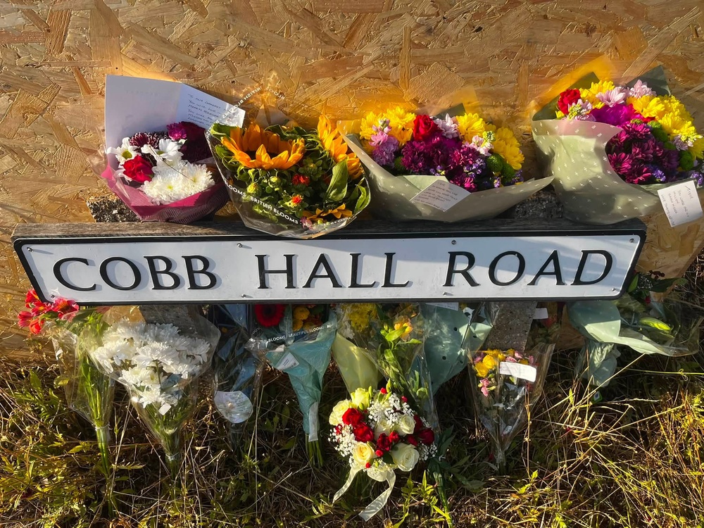 Floral tributes laid to remember Steve Woodward, who died in a suspected gas explosion at a bungalow in Newton Longville (Wing Sports and Social Club)