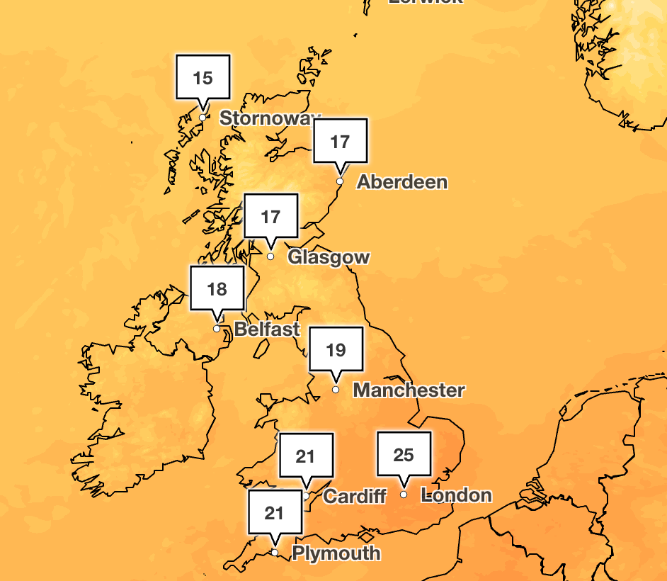 Wednesday onwards temperatures are expected to go down (Met Office)