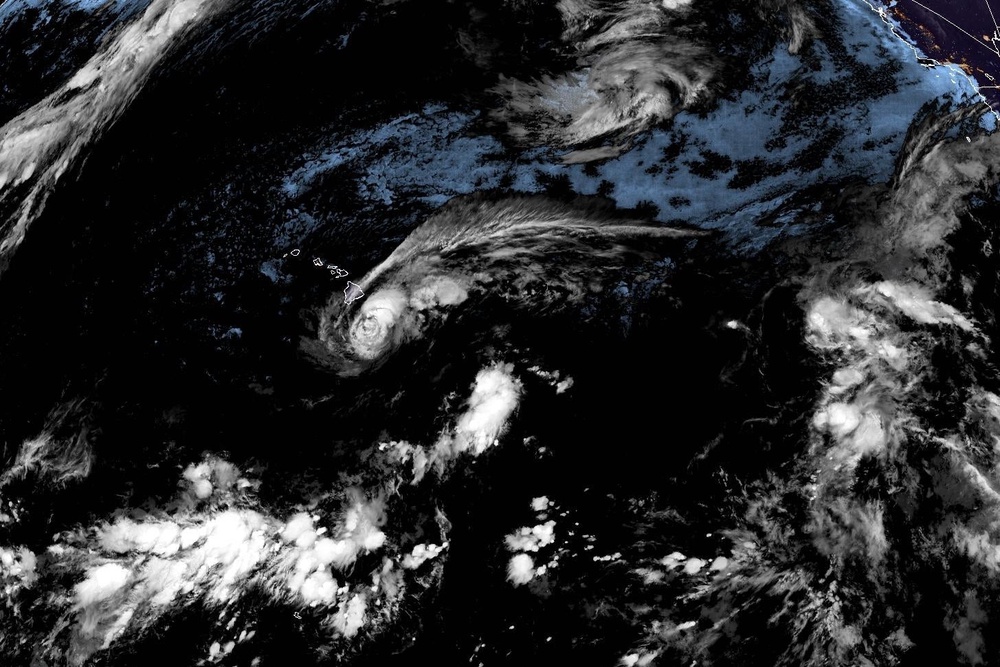 Tropical Storm Lala over the Pacific Ocean near Hawaii on Saturday (NOAA via AP)
