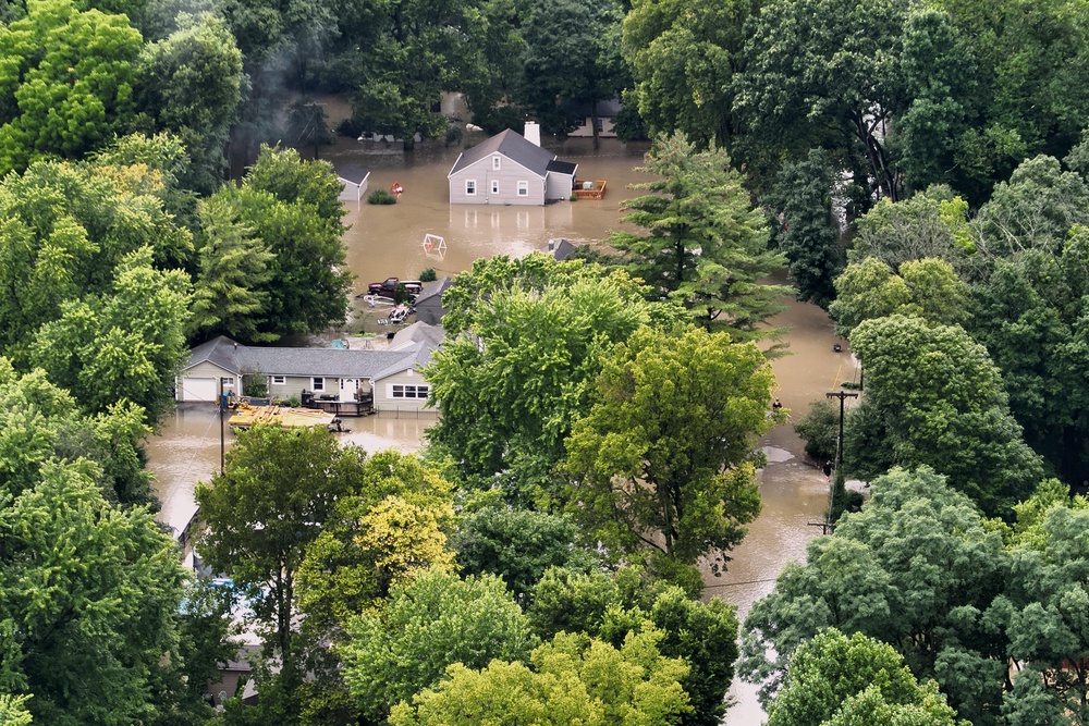 Hundreds of homes situated along the river and its canals were evacuated as floodwaters rose (Indianapolis Fire Department via AP)