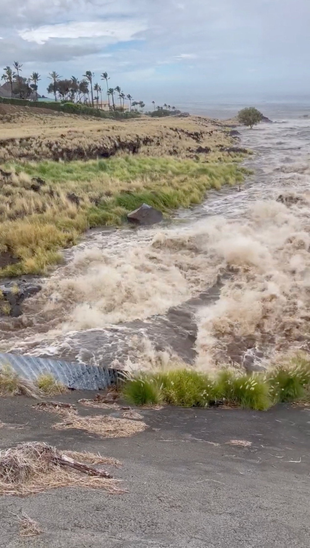 Flooding caused due to heavy rain brought in by Hurricane Lala in Hawaii county, Hawaii (Reuters)