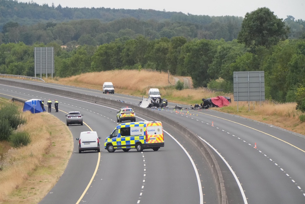 The aftermath of the crash in Co Kildare (Niall Carson/PA) (PA Wire)