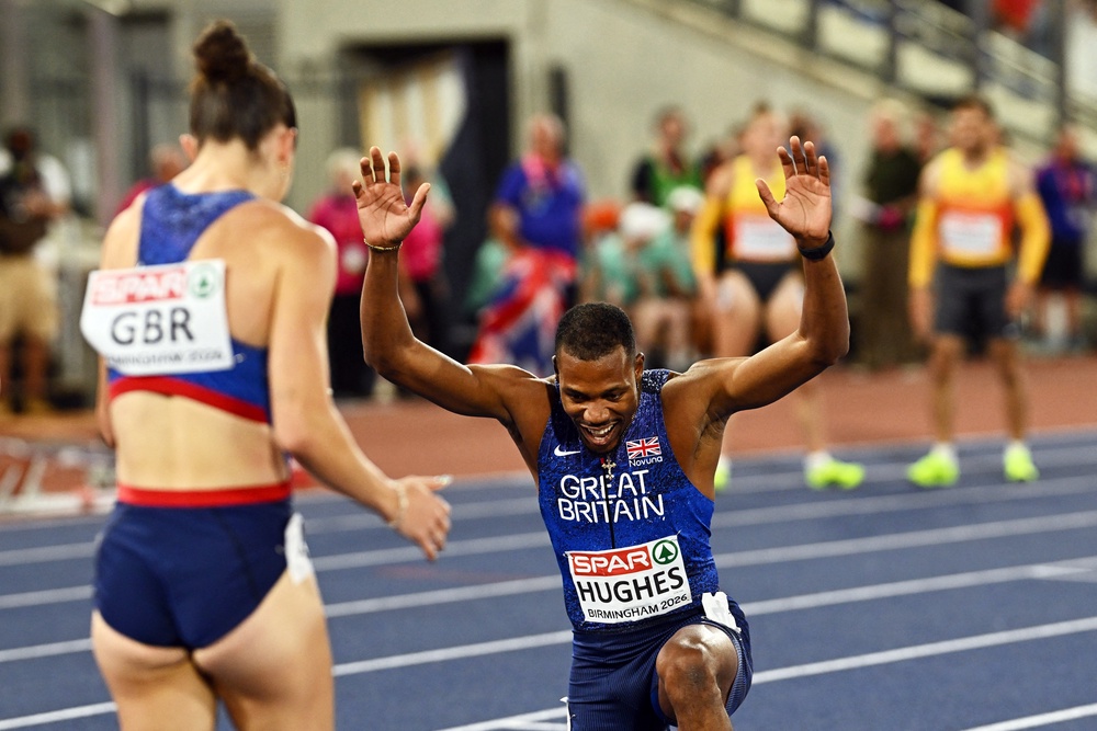 Zharnel Hughes hails four-time gold medallist Amy Hunt (Reuters)