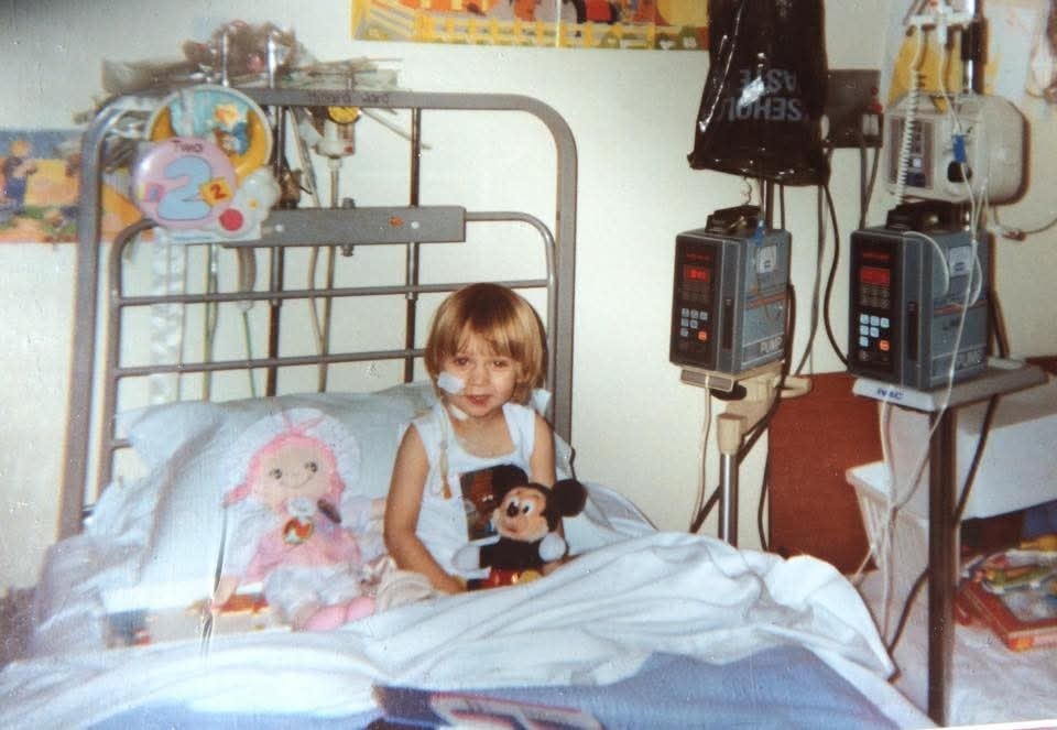Laura’s kidneys were removed when she was two due to a Wilms tumour, a type of childhood kidney cancer.
