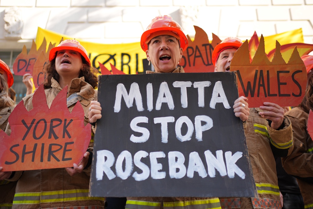 Campaigners outside the Department For Energy Security And Net Zero in Westminster (Yui Mok/PA) (PA Wire)