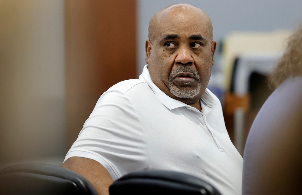 Duane “Keffe D” Davis, 63, is charged with murder with a deadly weapon with the intent to promote, further or assist a criminal gang in Tupac’s death (Steve Marcus/Las Vegas Sun via AP, Pool)