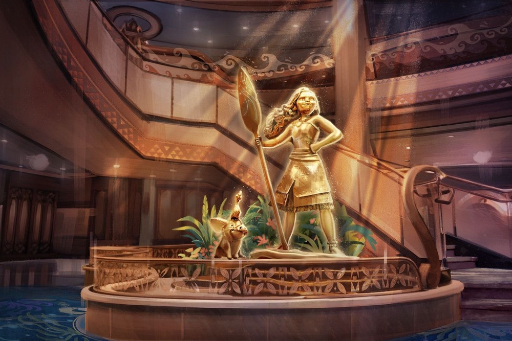 A statue of Moana will welcome guests to the Grand Hall aboard Disney Believe (Disney Cruise Line)