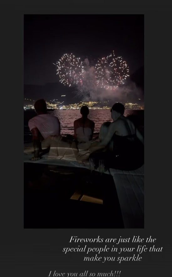 The Beckhams watching a firework display from their yacht this summer (@victoriabeckham/Instagram)