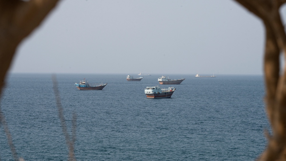 Vessels near the Strait of Hormuz, which remains largely blocked due to the war (Reuters)