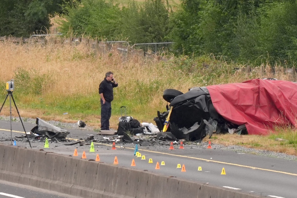 The scene of the crash in Co Kildare (Niall Carson/PA)
