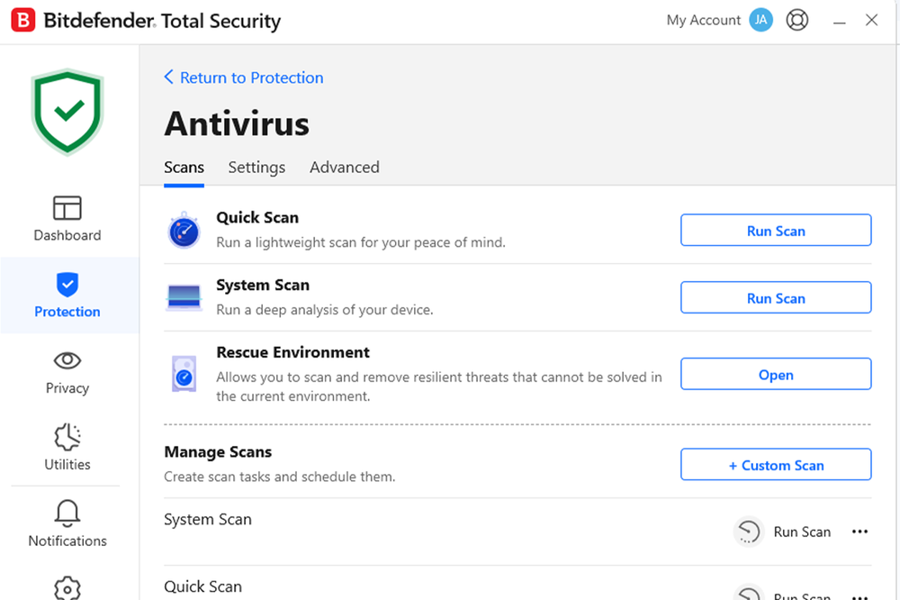 For straightforward and solitary antivirus protection, go for Bitdefender (Bitdefender)