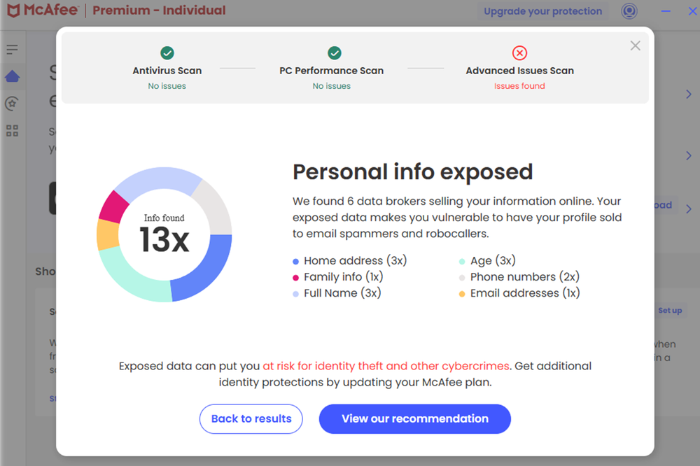 McAfee+ Premium includes a scam detector, password manager, identity monitoring, and VPN (McAfee)