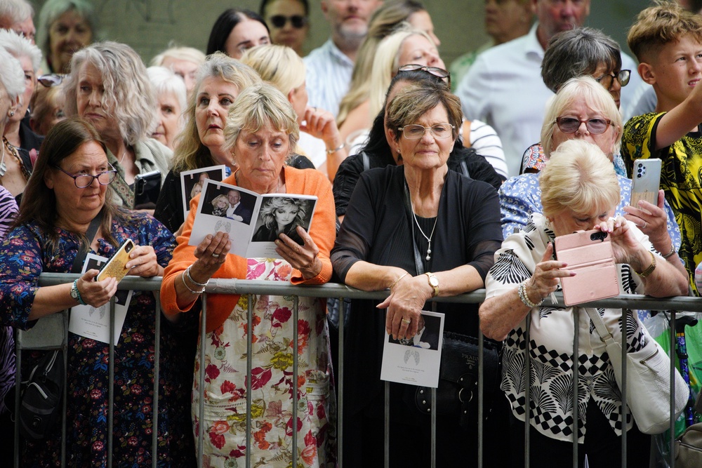 People outside Swansea Minster for Bonnie Tyler’s funeral (Ben Birchall/PA) (PA Wire)