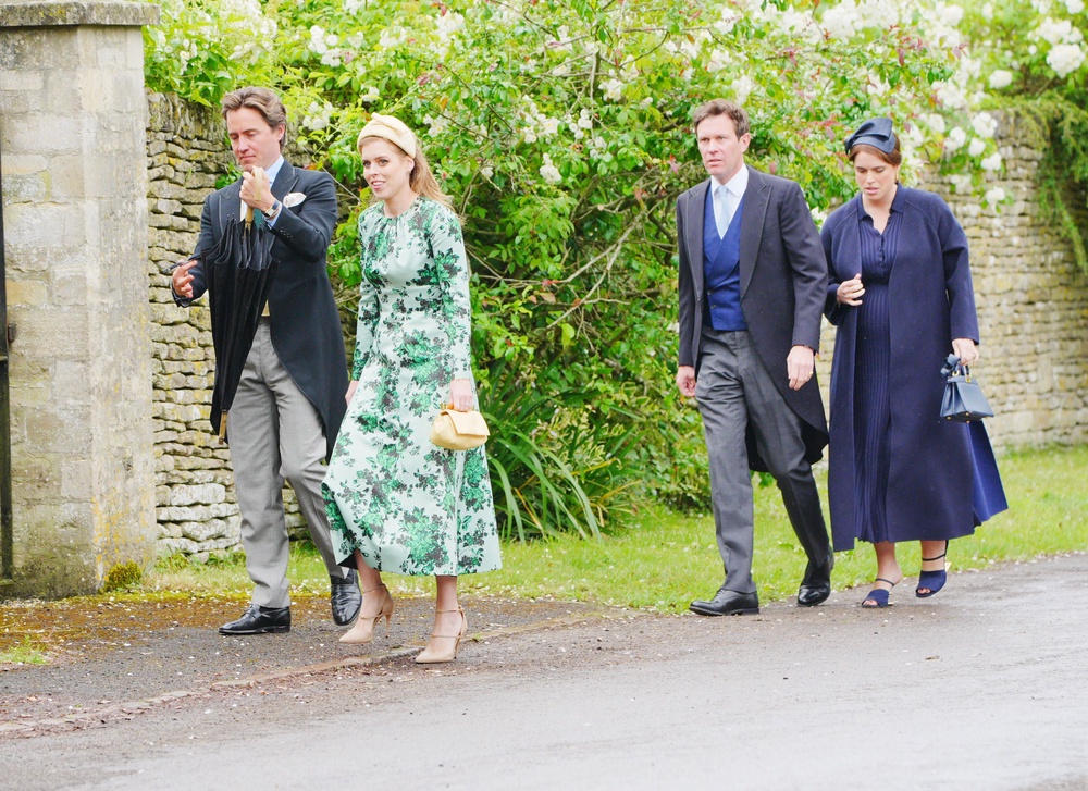 Edoardo Mapelli Mozzi , Princess Beatrice, Jack Brooksbank and Princess Eugenie arriving for the wedding of Harriet Sperling to Peter Phillips in June (Ben Birchall/PA) (PA Wire)