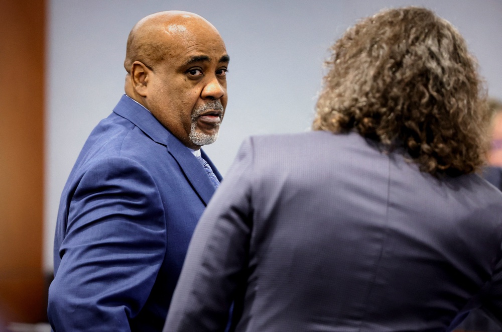 Davis, 63, is charged with murder with a deadly weapon and with intending to promote, further or assist a criminal gang in Shakur’s death (Reuters/Steve Marcus)