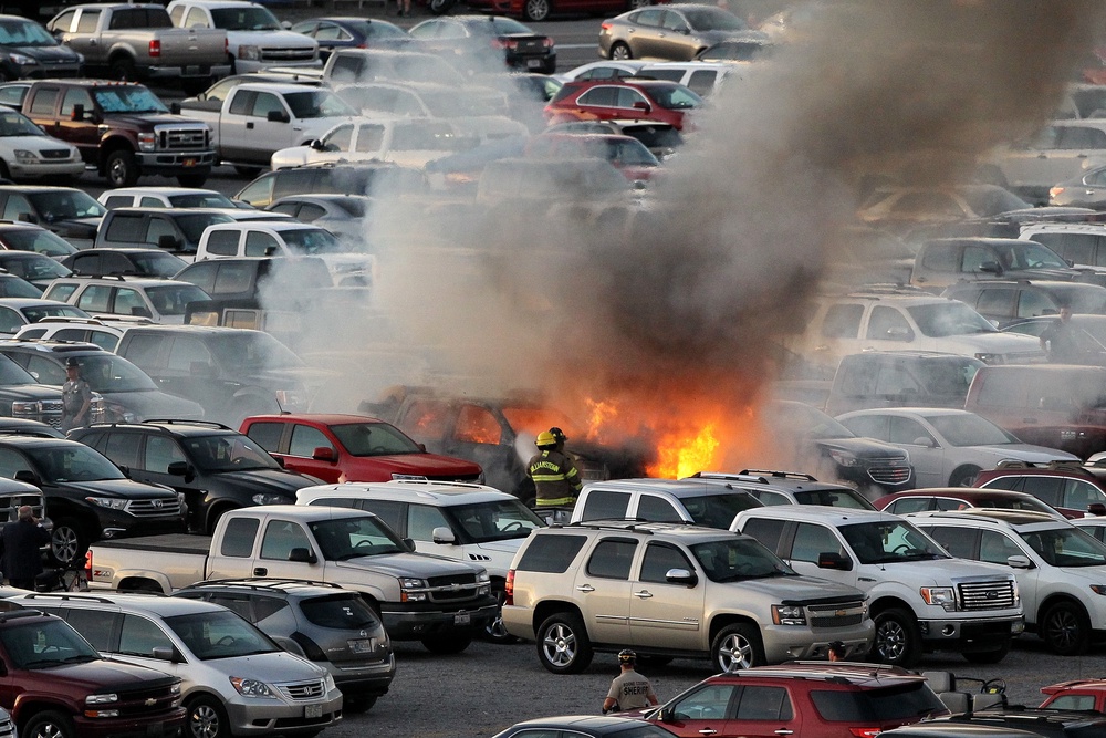 When facing a ‘park outside’ recall, drivers are asked to park their vehicle away from nearby cars or buildings in case it catches fire (Getty)