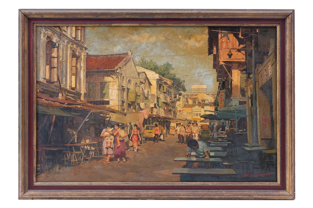 ‘Singapore Chinatown, Temple Street’ (1976), sold for S$107,900 (Hotlotz)