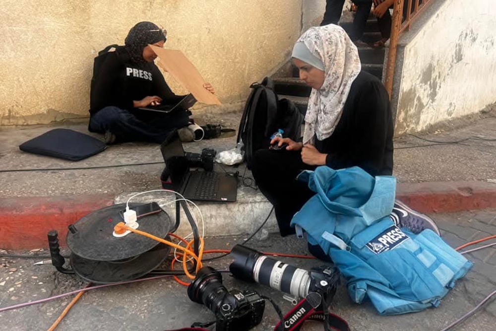 Mariam and Baraa working in Gaza (Family handout)
