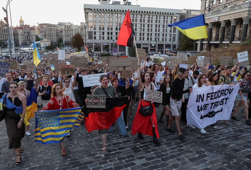 The president's dismissal of popular minister Fedorov has sparked widespread protests across Ukraine (Reuters)