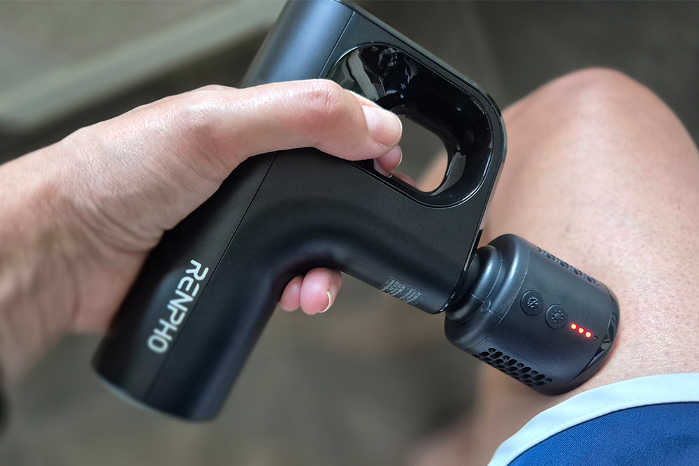 At top speed it’s a bit noisy which is surprising considering this is one of the least intensive massagers tested (Kerry Law/The Independent)
