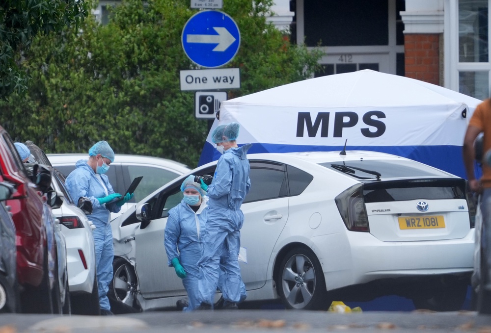 The entirety of St Bartholomew’s Road was cordoned off on Tuesday (PA)