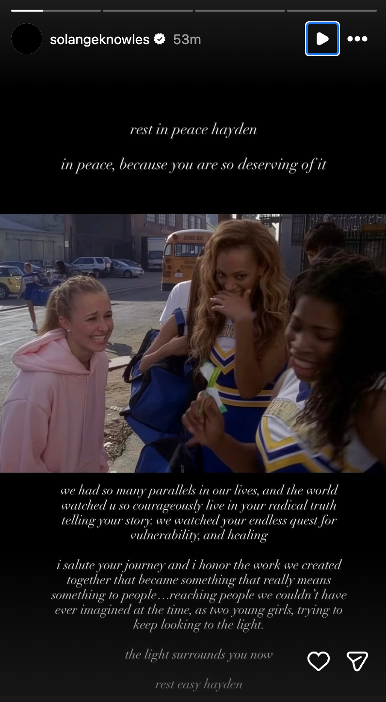 Solange Knowles paid tribute to Hayden Panettiere (Solange Knowles / Instagram)