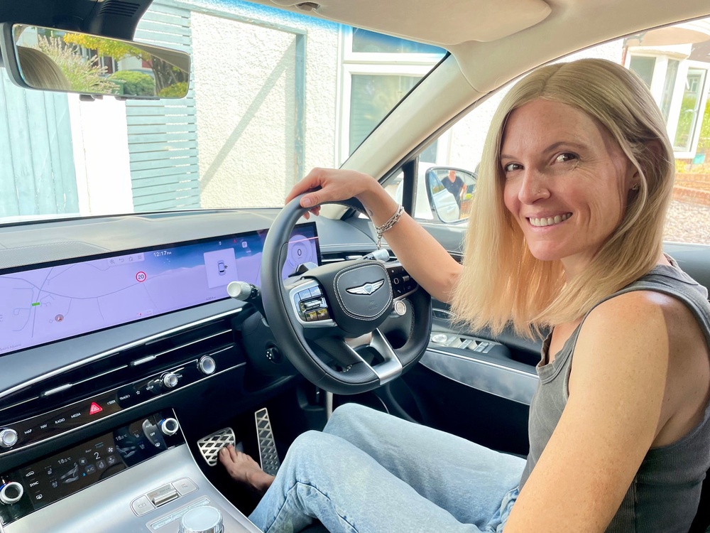 Simon's wife was impressed by the massaging seats and the luxury detailing inside the Genesis GV70 (Simon Best)