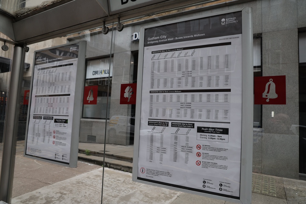 Bus timetables in the area now highlight services in Gotham City (Steve Welsh/PA) (PA Wire)