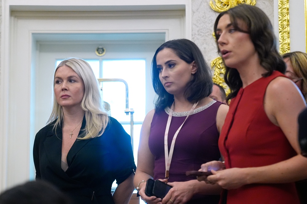CNN and colleagues at the network have defended White House reporter Kirsten Holmes after she became the latest target of the Trump administration’s war on the press and female reporters (AP)
