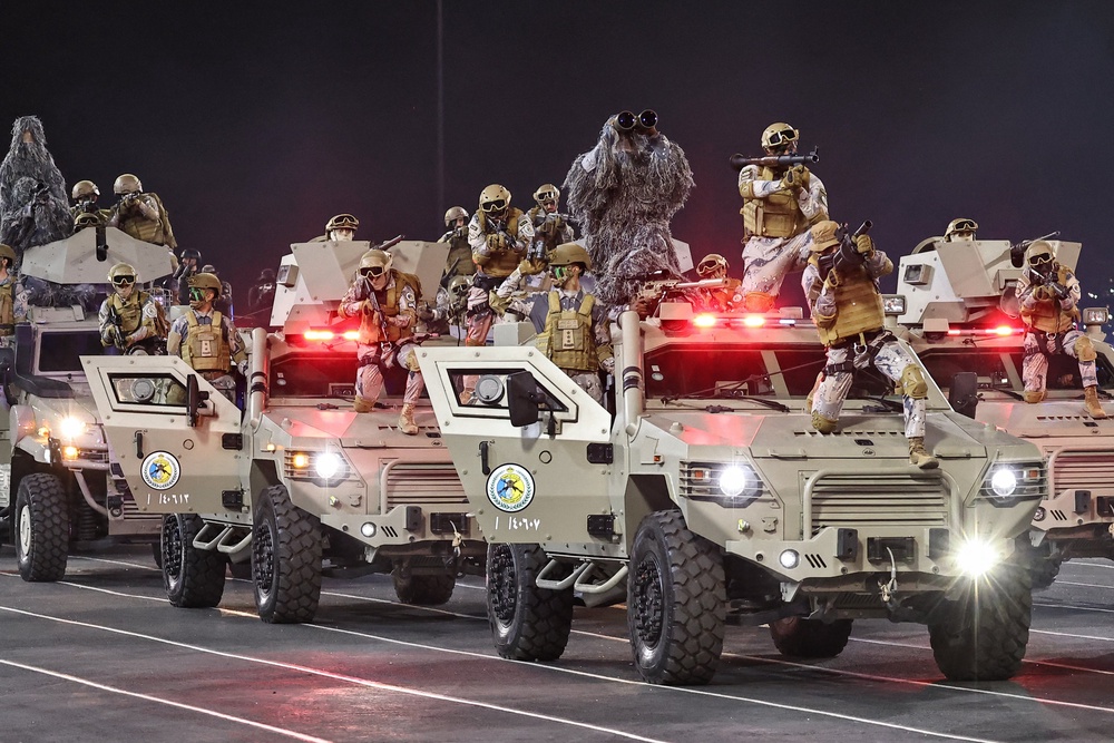 Members of the Saudi security forces take part in a military parade ahead of the Hajj pilgrimage in Mecca on May 21 (AFP/Getty)