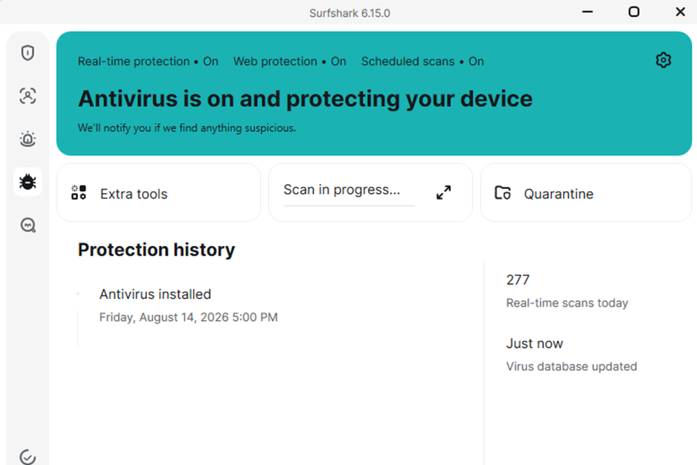 The antivirus is strong but won’t cover every possible need (Surfshark)
