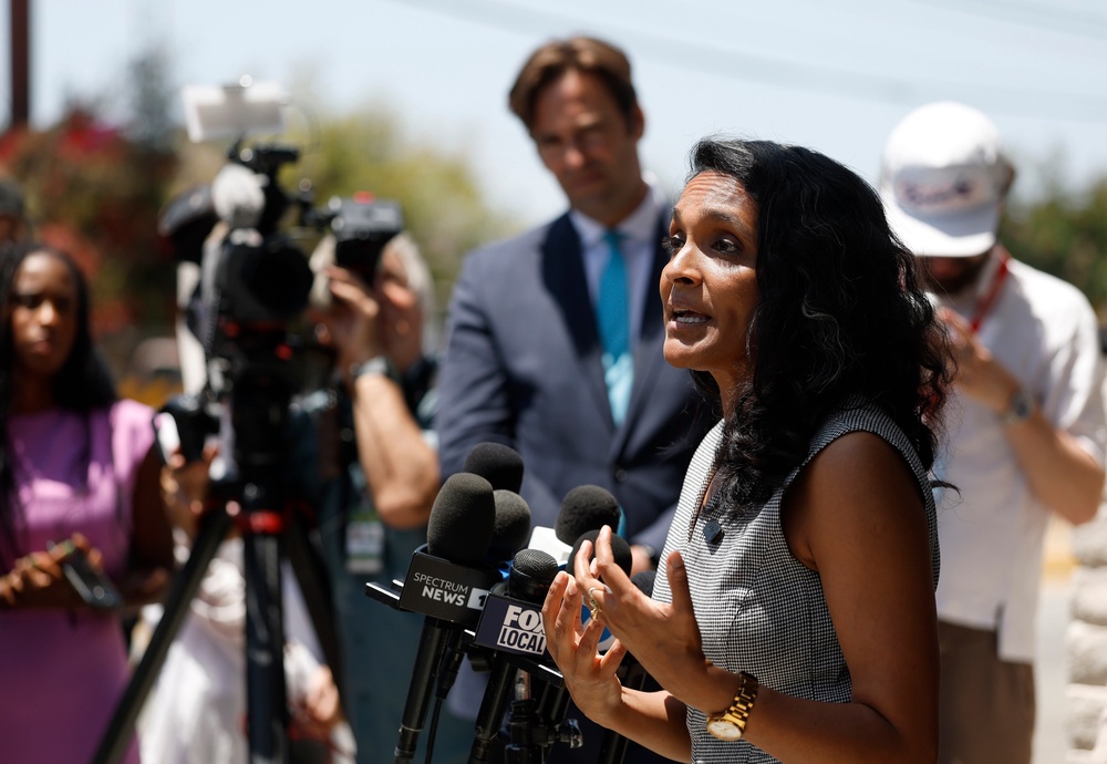 The fake poll, released last week, claimed Bass led Councilmember Nithya Raman (pictured here) by nearly 12 percentage points (Getty Images)