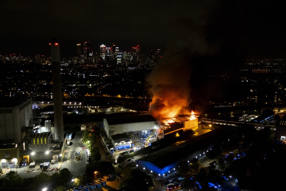 The blaze involves about 50 tonnes of household waste (Jordan Pettitt/PA) (PA Wire)