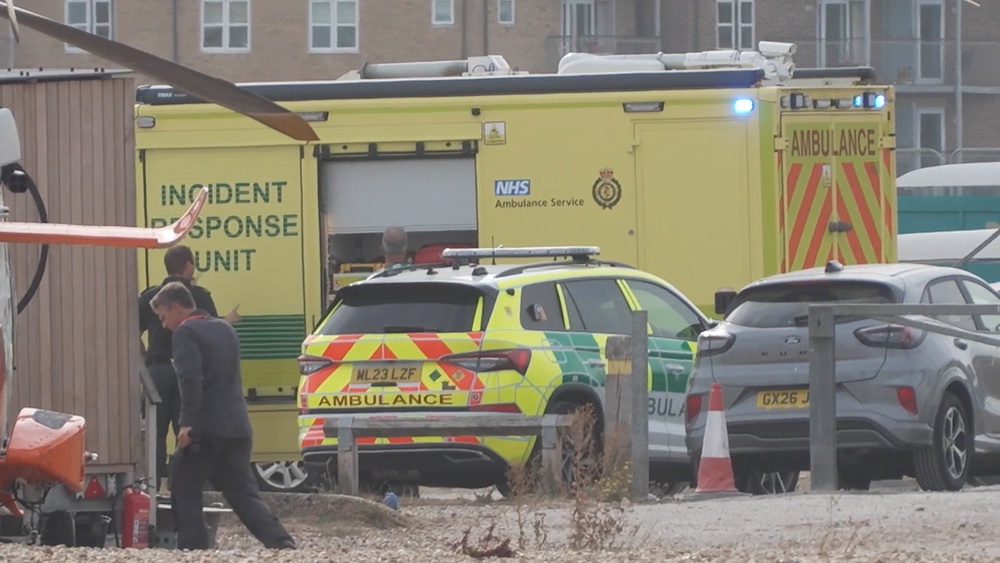Emergency services on the beach at Shoreham-by-Sea (Jamie Lashmar/PA) (PA Wire)